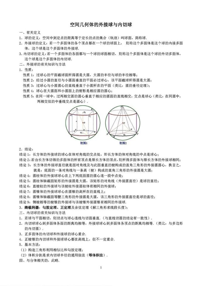 空间几何体的外接球与内切球