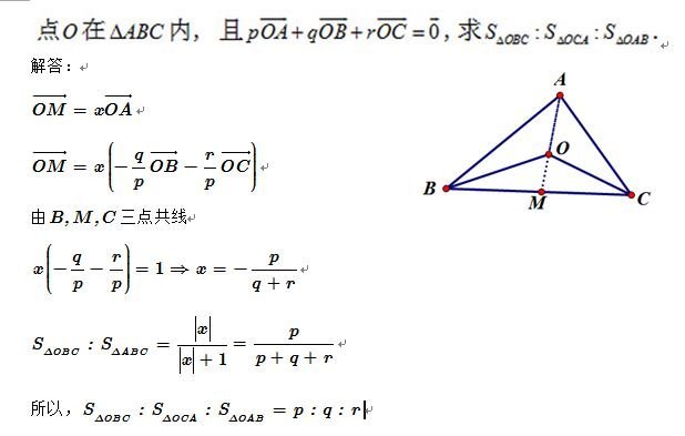 一道向量相关的面积比值问题